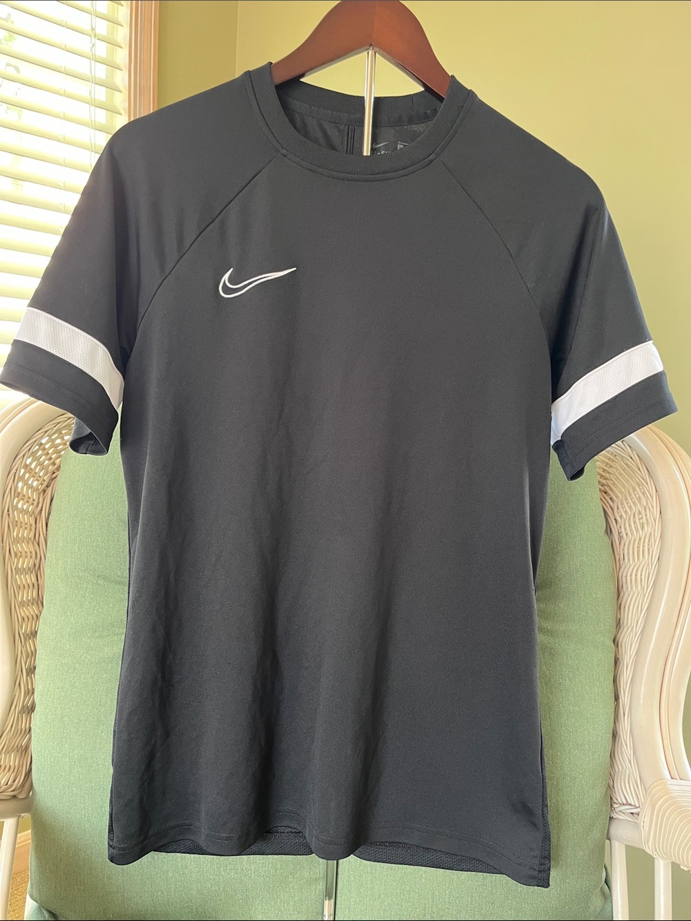 Nike Black Short Sleeve Training Shirt with White Sleeve Accents